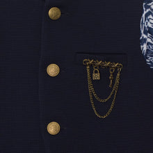 Load image into Gallery viewer, Black &amp; Blue Aztec Printed Kurta With Nehru Jacket &amp; Pajama
