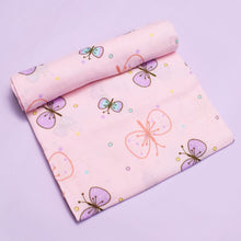 Load image into Gallery viewer, Pink Floral And butterfly Printed Muslin Swaddle- Pack Of 2
