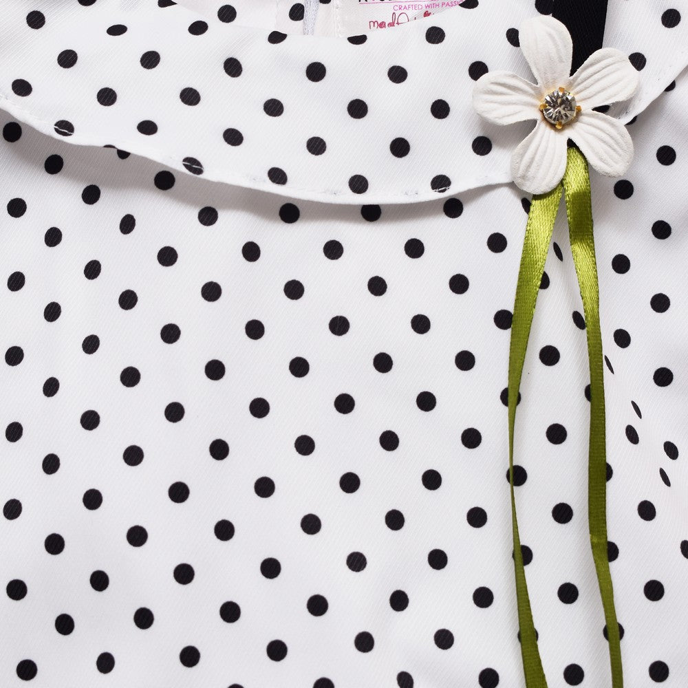 Polka Dots White Top With Yellow Shorts And Mask