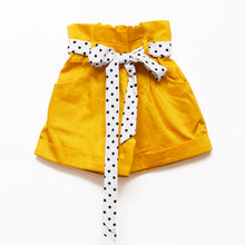 Load image into Gallery viewer, Polka Dots White Top With Yellow Shorts And Mask
