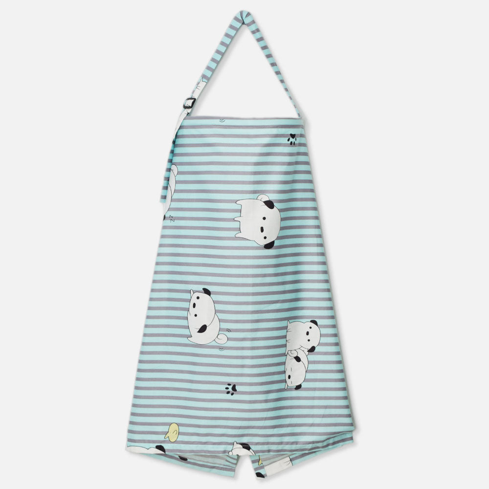 Blue And Grey Striped Printed Multi-Purpose Nursing Cover For Breast Feeding