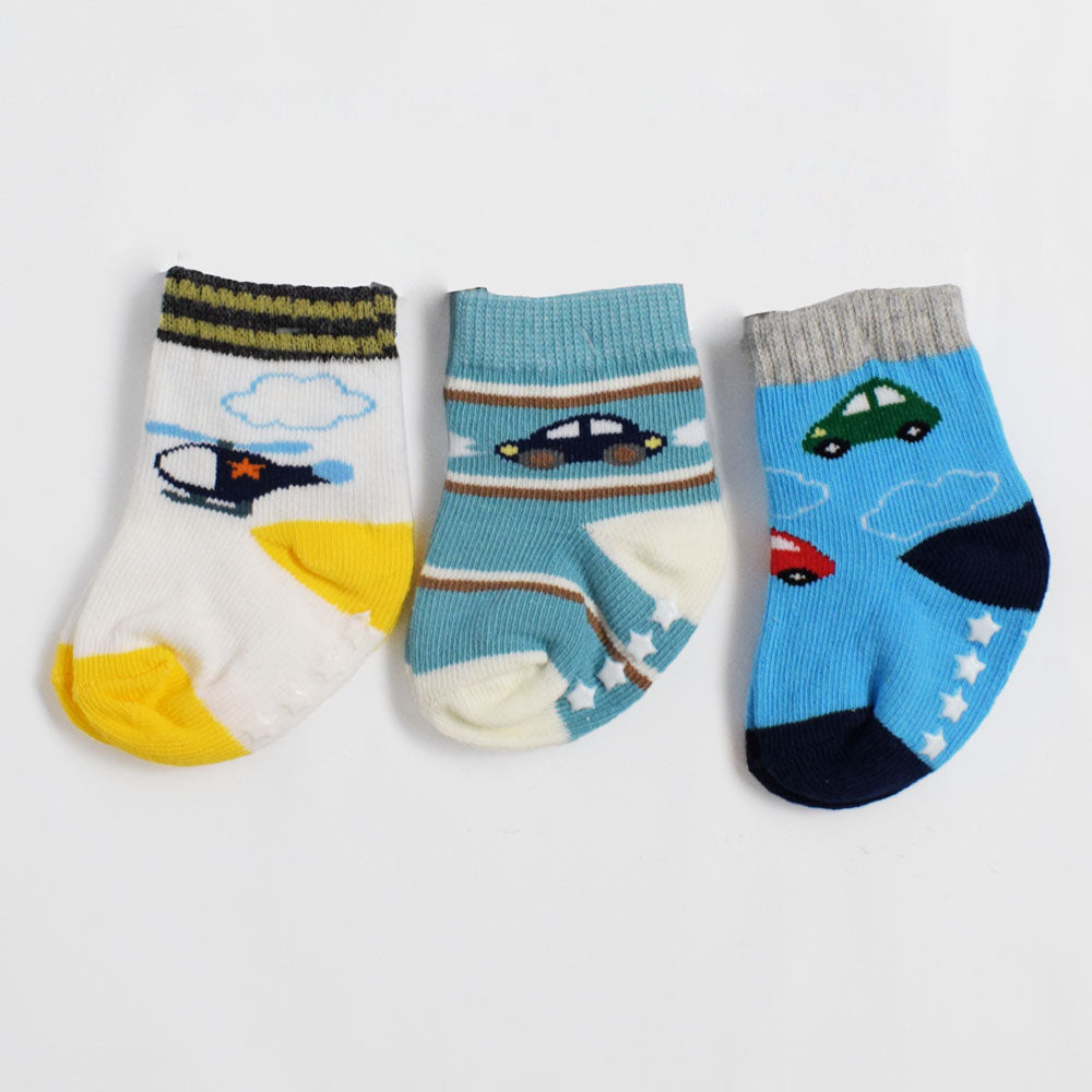 Multi Color Car Theme Socks - Pack Of 3