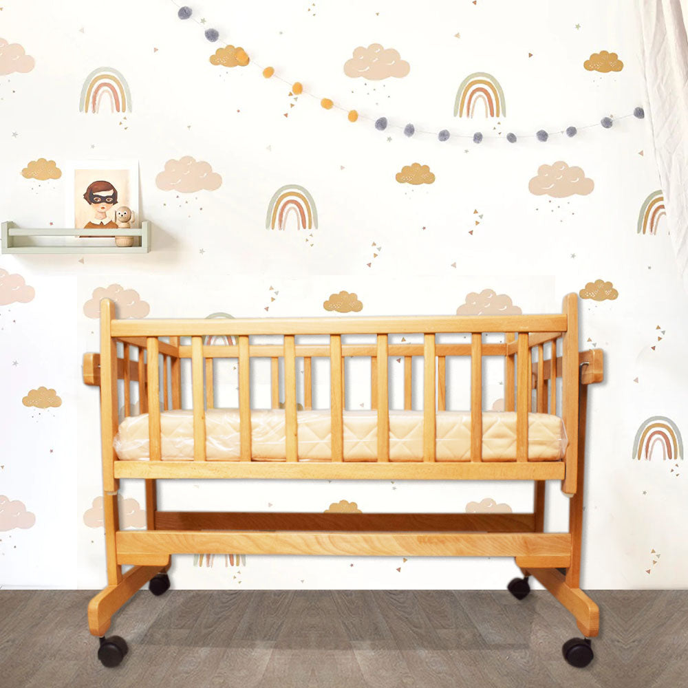 Natural Finish Wooden Cradle For Baby