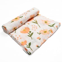 Load image into Gallery viewer, White Floral Printed Muslin Swaddle
