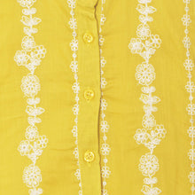 Load image into Gallery viewer, Yellow Cotton Thread Embroidered Nehru Jacket With Off White Kurta &amp; Churidar
