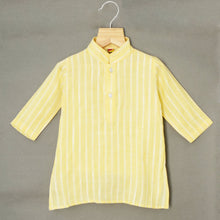 Load image into Gallery viewer, Yellow &amp; Golden Striped Kurta With White Pajama
