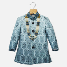 Load image into Gallery viewer, Teal Ombre Embroidered Sherwani Set With Mala
