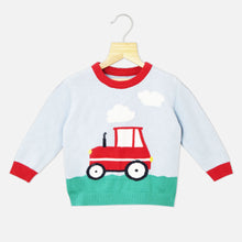 Load image into Gallery viewer, Light Blue Tractor Theme Full Sleeves Sweater
