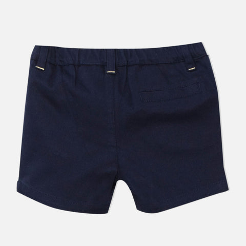Navy Blue Adjustable Waist Cotton Shorts