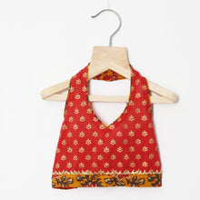 Load image into Gallery viewer, Red Cotton Halter Neck Choli With Mustard Kalamkari Ghagra &amp; Crush Tie Dye Dupatta
