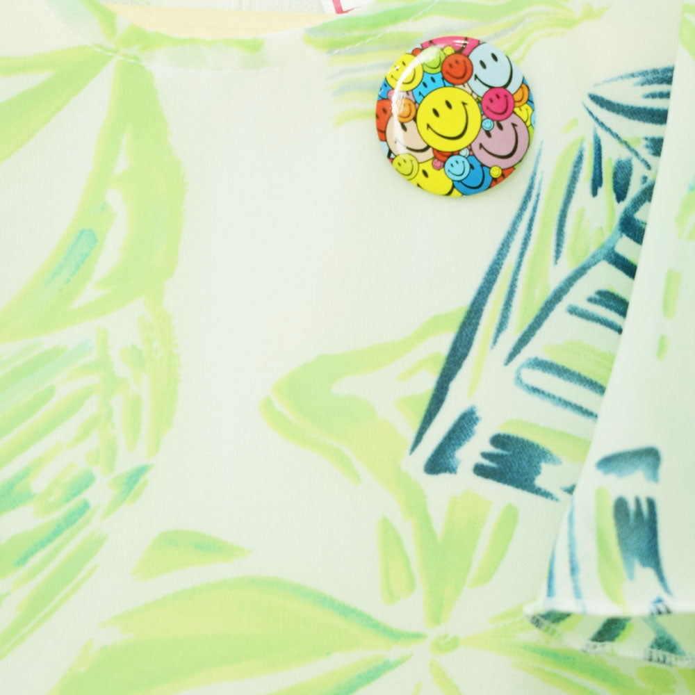 Green & Yellow Pleated Georgette Jumpsuit