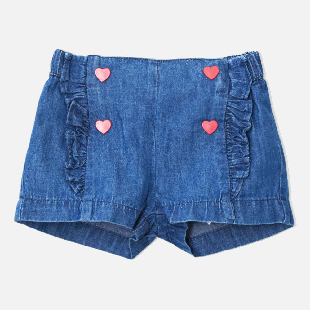 Denim Red Heart Shorts
