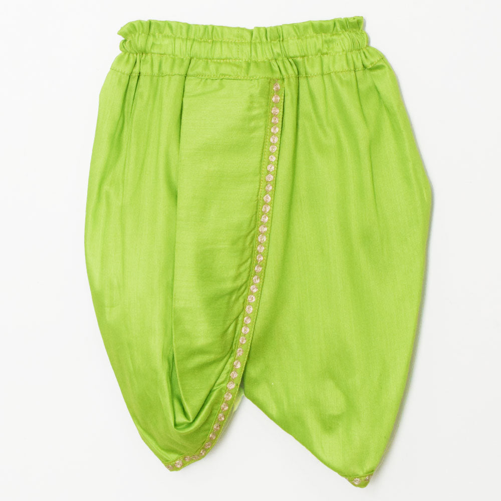 Green Leheriya Angrakha Kurta With Dhoti Jamna Set