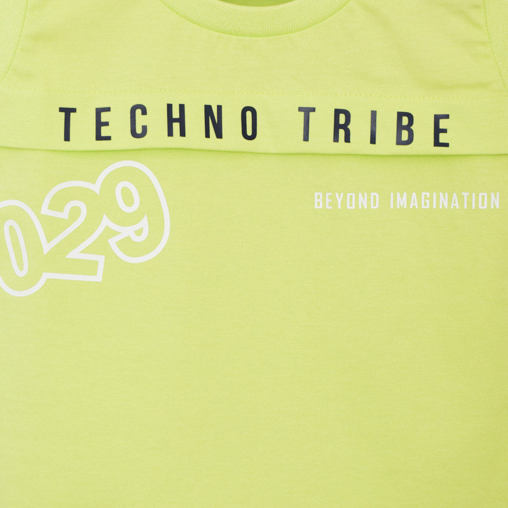 Pastel Green Typographic Printed Sleeveless T-Shirt