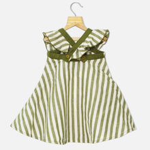 Load image into Gallery viewer, Green Striped Cross Back Cotton Dress
