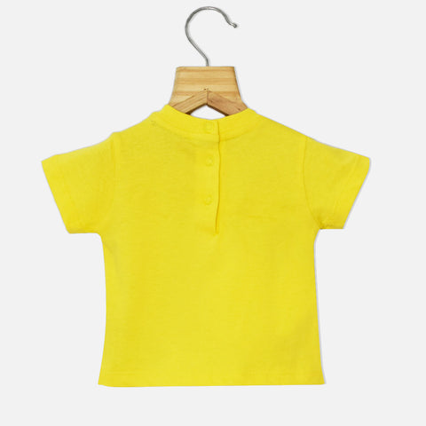 Yellow Graphic Printed Half Sleeves T-Shirt