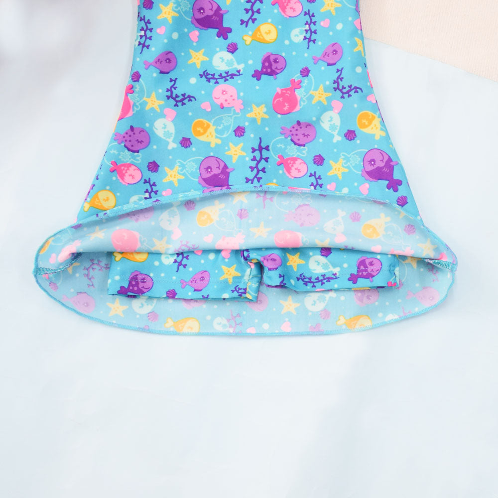 Blue Polka Dots & Fish Theme Sleeveless Swimsuit
