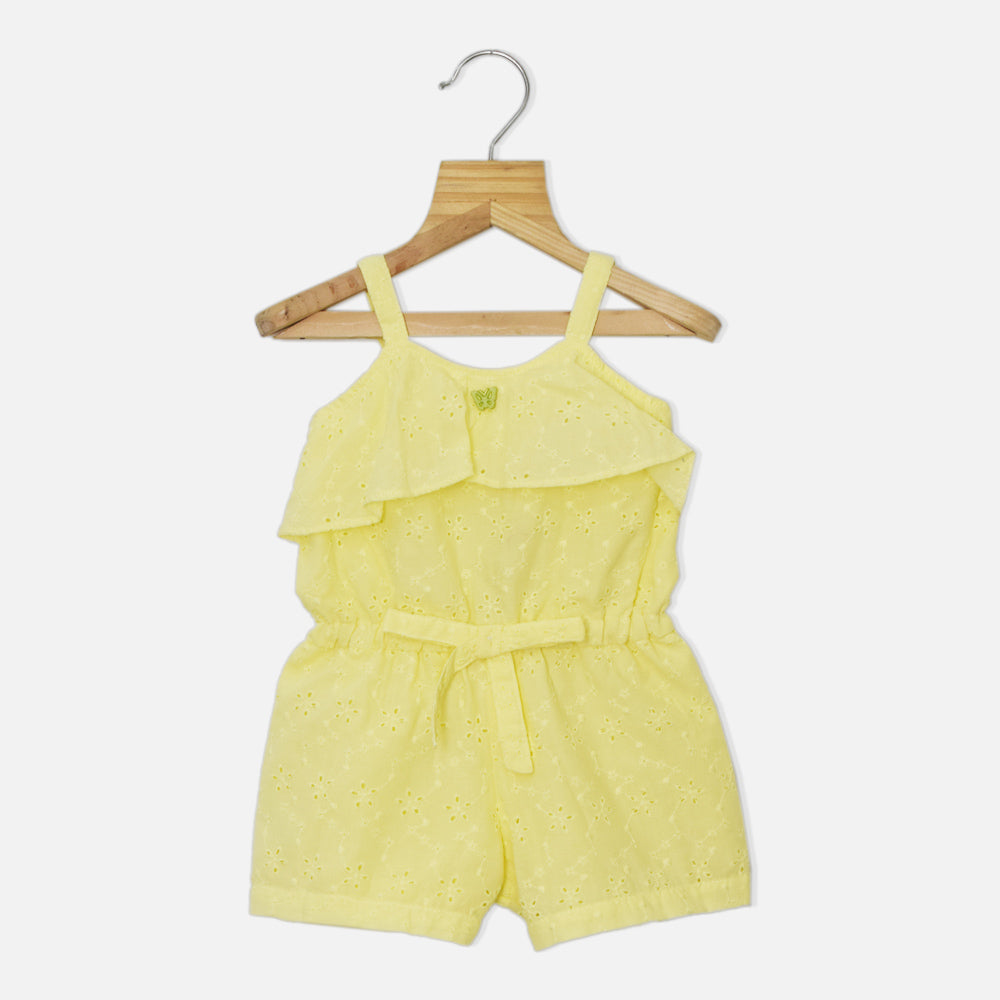 Chikankari Cotton Sleeveless Jumpsuit- Yellow, White, Blue & Pink