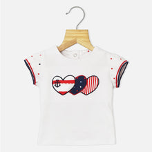 Load image into Gallery viewer, White Heart Applique Top With Red Shorts
