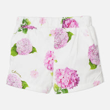 Load image into Gallery viewer, White Floral Pleated Cotton Shorts
