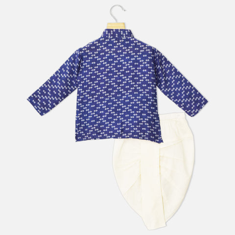 Blue Bandhani Printed Kurta With Dhoti