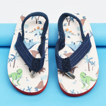 Load image into Gallery viewer, Beige Dinosaur Theme Flip Flop With Back Strap
