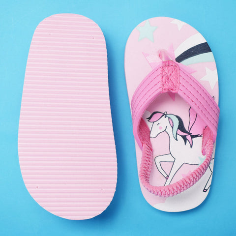 Pink Unicorn Theme Flip Flop With Back Strap
