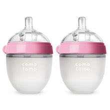 Load image into Gallery viewer, 150ml Pink Twin Pack Silicone Feeding Bottle
