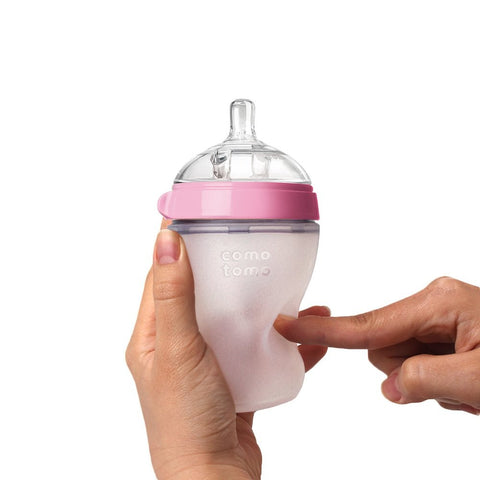 250ml Pink Silicone Feeding Bottle