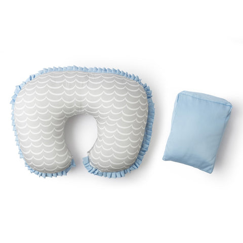 Grey Wavy Striped Organic Feeding Pillow With Reclining Support Pillow