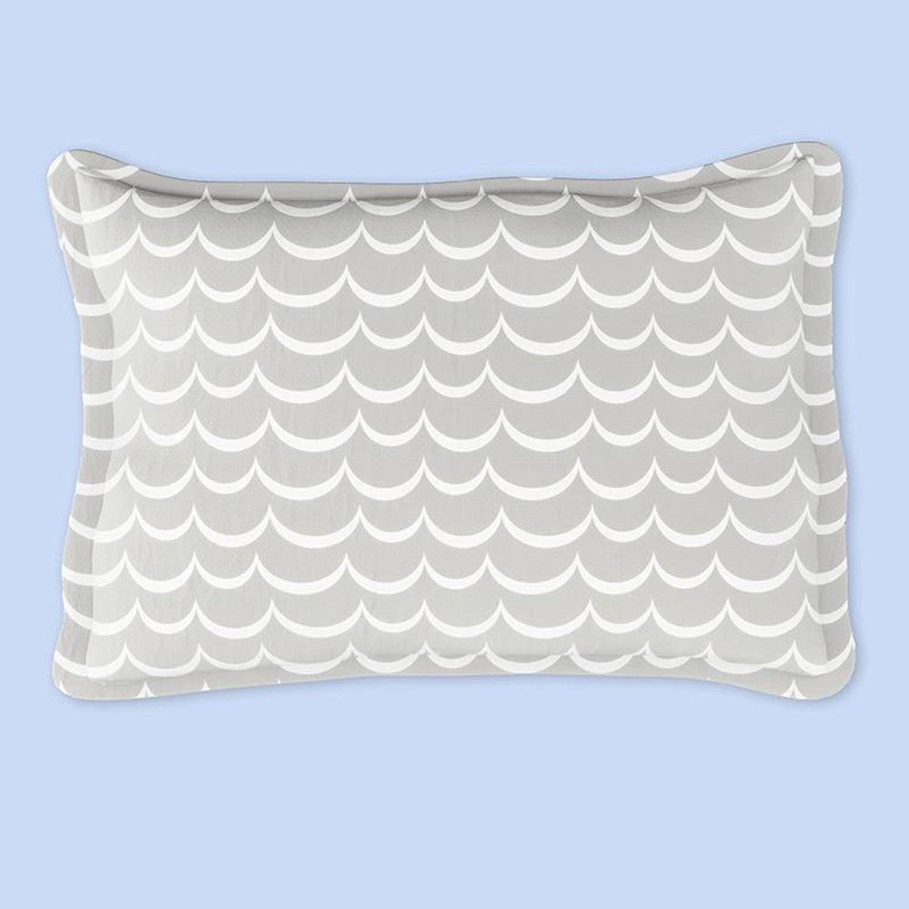 Grey Wavy Striped Rectangle Pillow