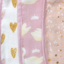 Load image into Gallery viewer, Pink Heart Of Gold Bamboo Muslin Bibs- Pack of 3
