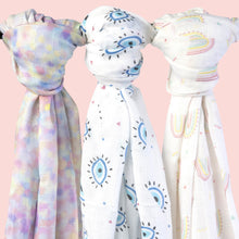 Load image into Gallery viewer, Multi-Color Sweet Dreams Bamboo Muslin Swaddles - Pack of 3
