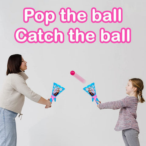 Sky Ping Pong Disney Frozen Pop & Catch Plastic Click and Catch Twin Ball Toy- Set Of 2