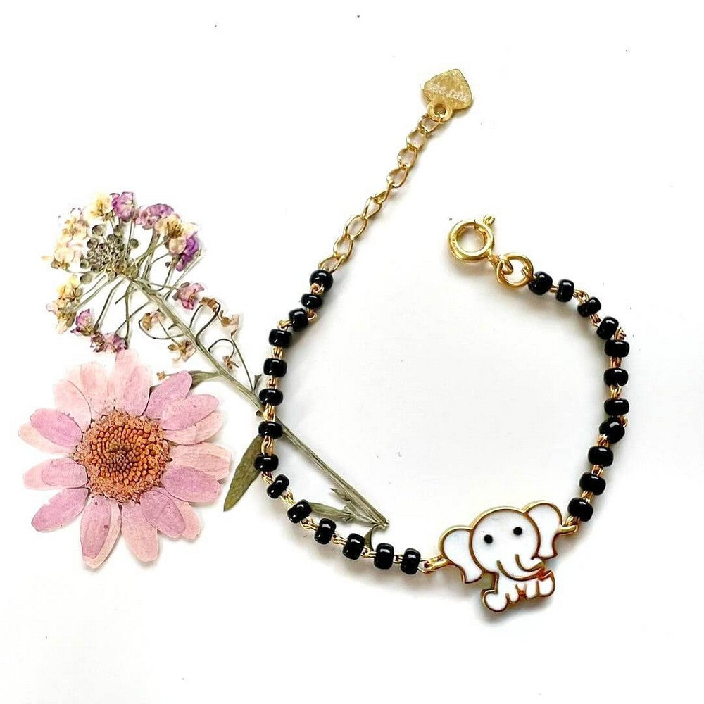 22k Gold Black Beads Baby Bracelets|Raj Jewels