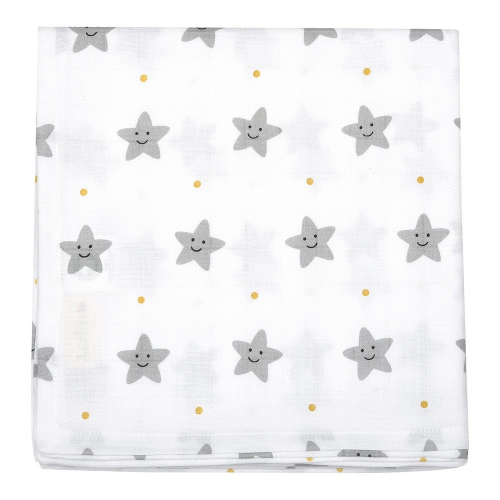 Grey Smiley Star Printed Swaddle