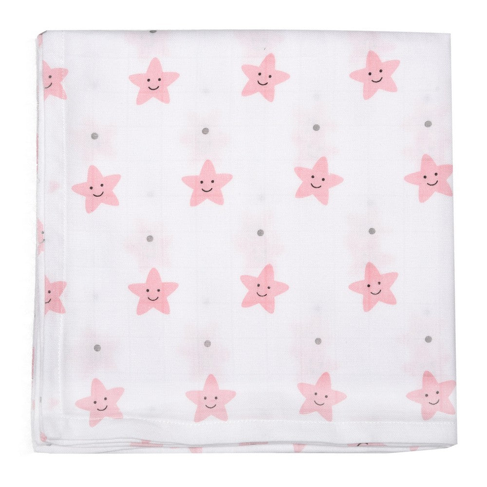 Peach Smiley Star Printed Swaddle