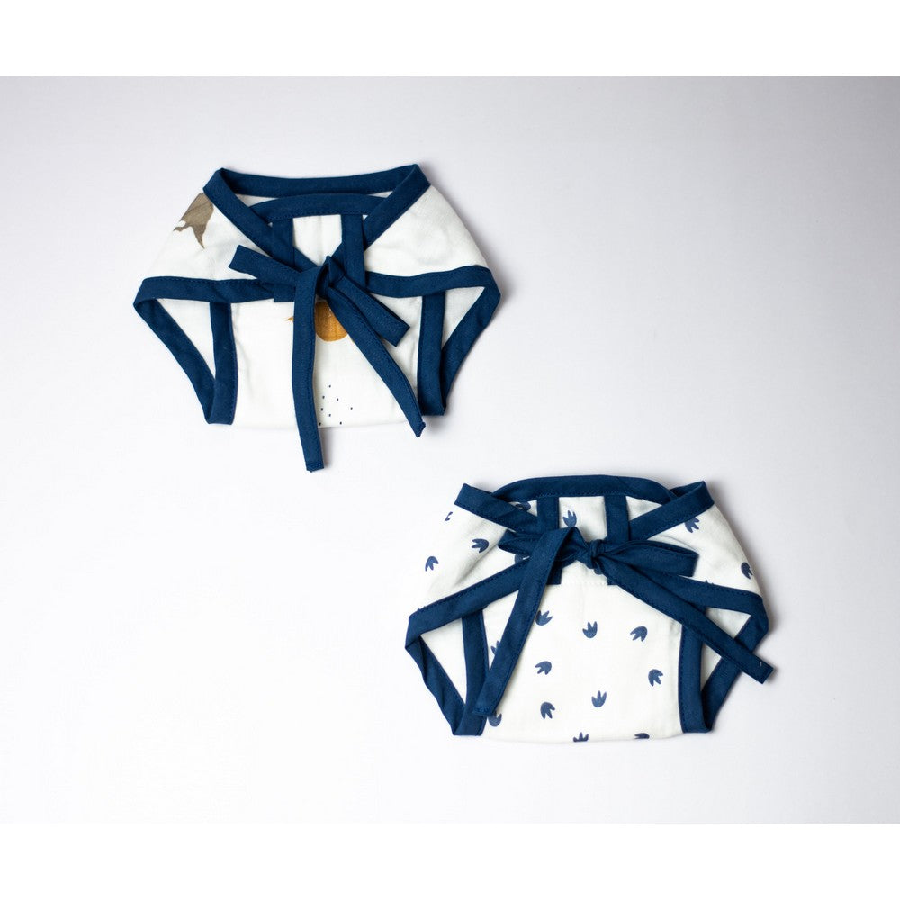 Navy Dino Printed Nappy Pack Of 2
