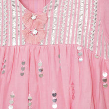 Load image into Gallery viewer, Pink &amp; Green Mirror With Lace Gathered Kurta With Sharara
