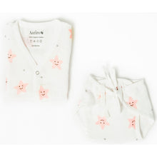 Load image into Gallery viewer, Peach Smiley Star Printed Sleeveless Jabla &amp; Nappy - Pack Of 4
