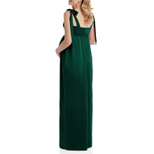Load image into Gallery viewer, Green Flat Tie Shoulder Empire Waist Maternity Gown
