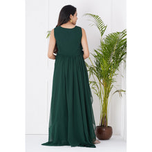 Load image into Gallery viewer, Green V Neck Ruffle Maternity Gown

