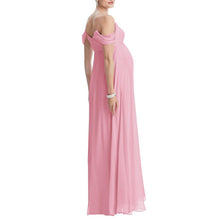 Load image into Gallery viewer, Pink Draped Cold Shoulder Maternity Gown
