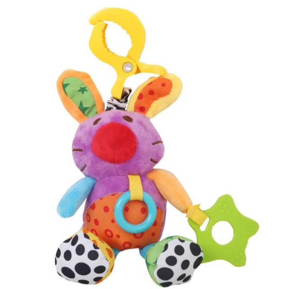 Purple Bunny Soft Pulling Toy With Attached Teether