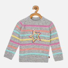 Load image into Gallery viewer, Grey Star Sequins Full Sleeves Sweat Top

