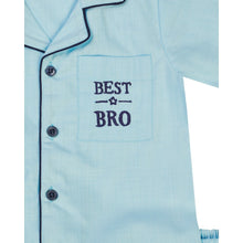 Load image into Gallery viewer, Blue Best Bro On Pocket Nightwear
