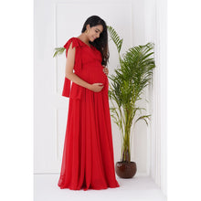 Load image into Gallery viewer, Red Bow Overlap Maternity Gown
