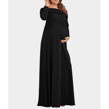 Load image into Gallery viewer, Black Off Shoulder Jersey Maternity Gown
