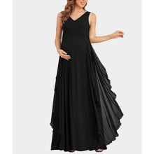 Load image into Gallery viewer, Black V Neck Ruffle Maternity Gown
