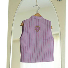 Load image into Gallery viewer, Lilac Striped Cotton Silk Handwoven Nehru Jacket
